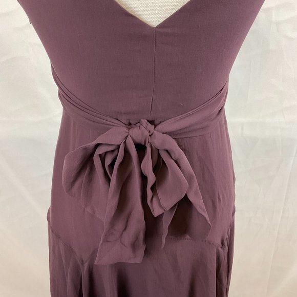 Ted Baker Dress 2 US 6 Dark Purple Sleeveless V-Neck Empire Tie Waist - Picture 10 of 12